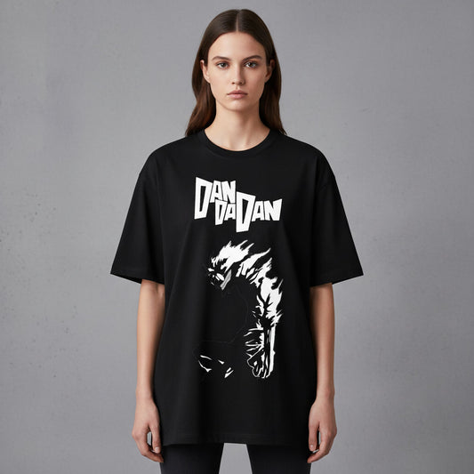 Dan Style Oversized Black Graphic T-Shirt – Unisex Anime Streetwear | pvmerch